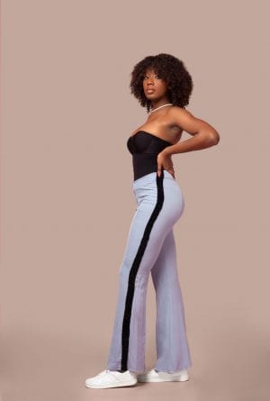 LUNA - EMBELISHED BLACK STONE PALAZZO TROUSER