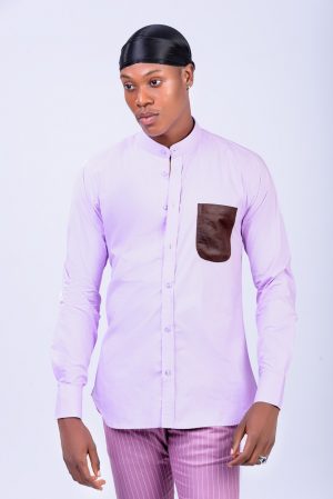 BARBADOS LILAC BUTTON UP COTTON DRESS SHIRT