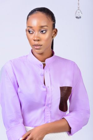 BARBADOS LILAC BUTTON UP COTTON DRESS SHIRT